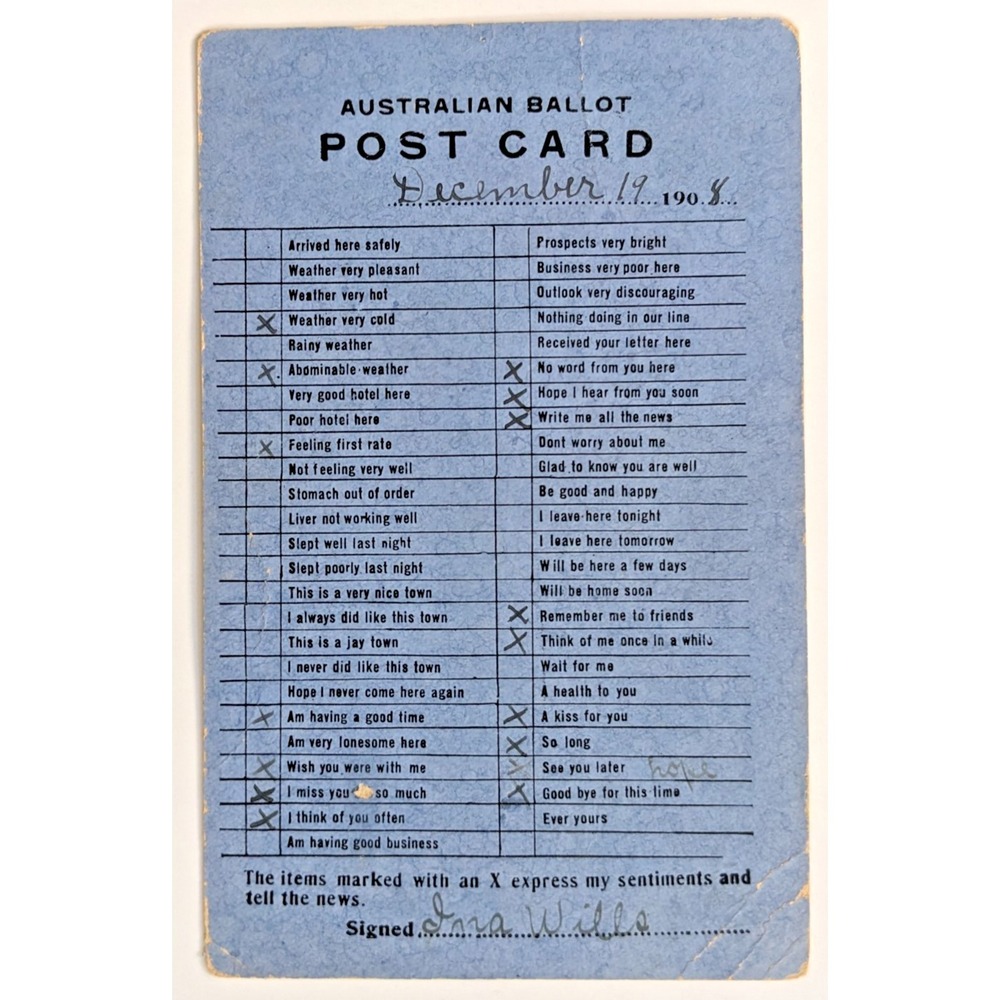 Australian Ballot‎ Checklist Comic Sentiment Novelty Antique 1900s Postcard